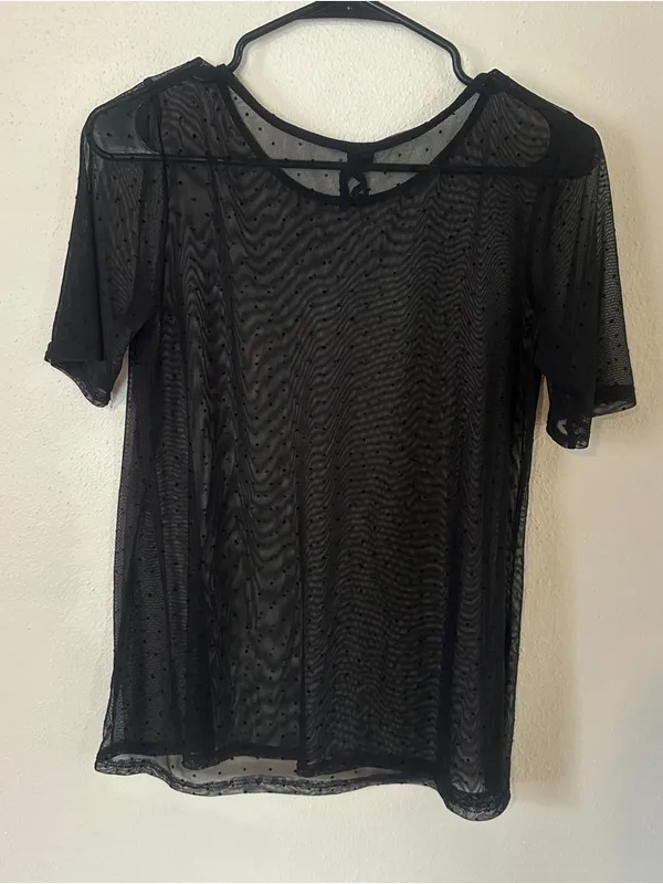 Polka dot mesh tee Black Size M - Image 4