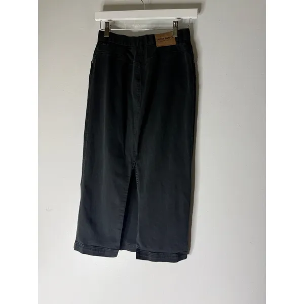 Lauren jeans co black maxi denim skirt back slit western boho size‎ 4P vintage - Image 2