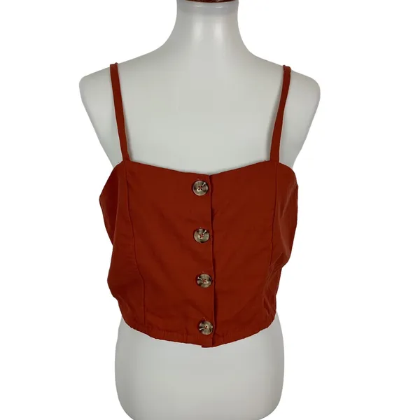 Purple Snow Brown Crop Top XL Button Front‎ Y2K Retro Cottagecore Fall - Image 2