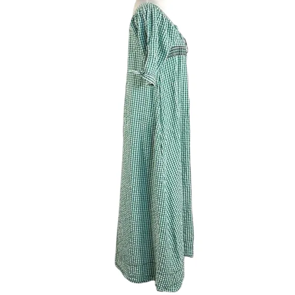 Free People Bohemian Embroidered Gingham Seersucker Cass Maxi Dress Green Small - Image 10