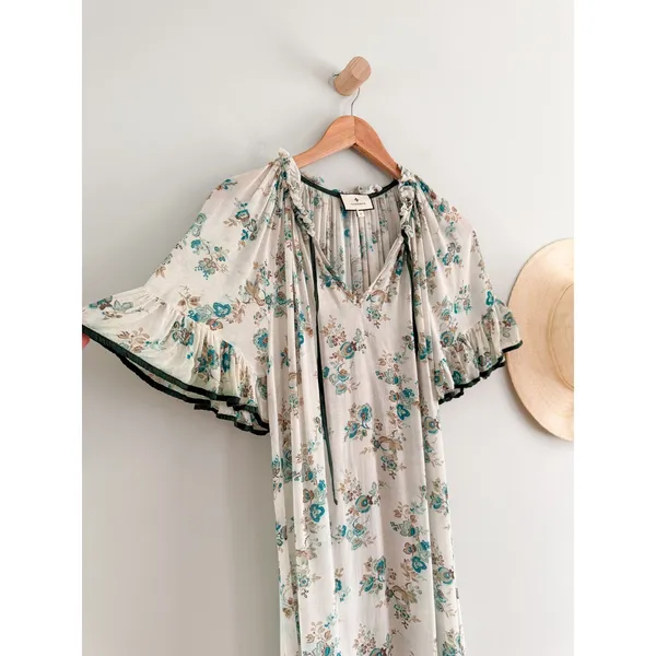 Tuckernuck | Tnuck‎ Beach | Coverup Delphinium Bloom Maxi Cassis Caftan | Sz S - Image 3