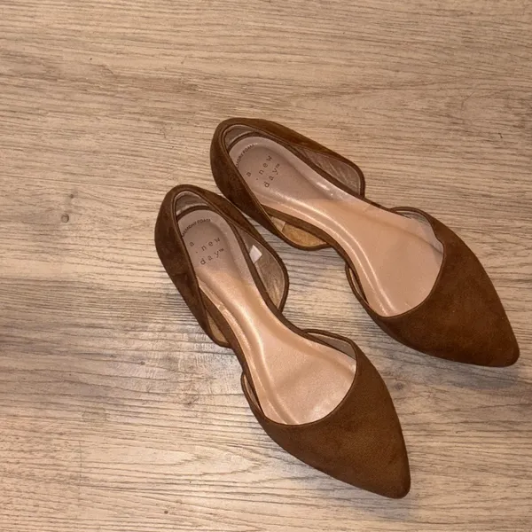 a new day Brown Pointed Flats chocolate brown classic preppy 8.5 new - Image 9