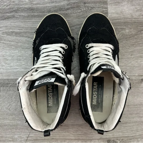 Golden Goose Mid Star Black High Top Skater Sneakers Streetwear Italian Size 37 - Image 3