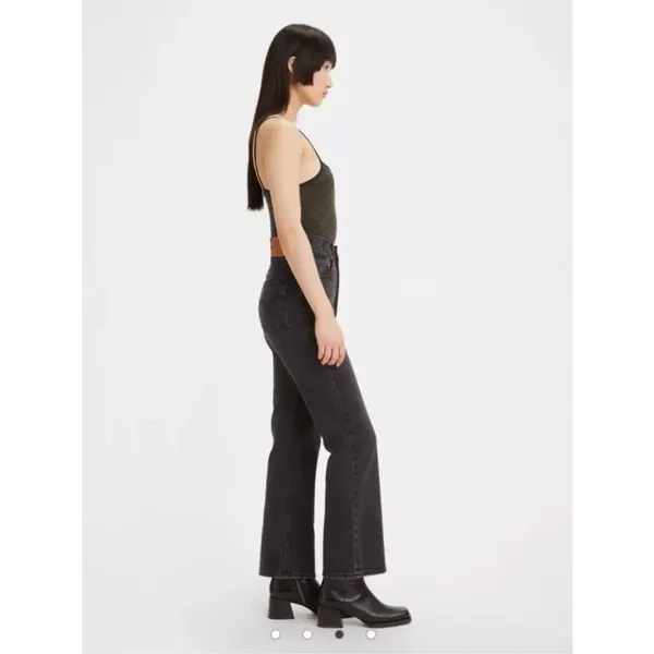 Levi’s Premium Ribcage Boot Cut Button Fly Black Jeans, Size 24 - Image 3
