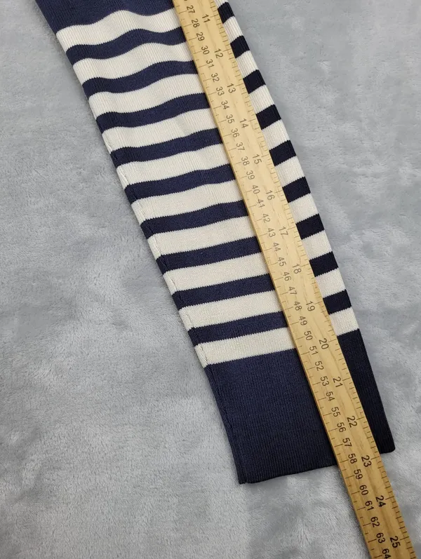 Lauren Ralph Lauren Navy Striped Silk Blend Cardigan Gold Button Petite S - Image 7