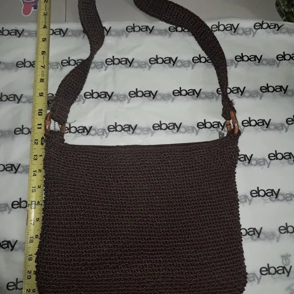 The Sak Crochet Shoulder Bag Brown Large Tote Purse Boho Hobo Handbag - Image 2