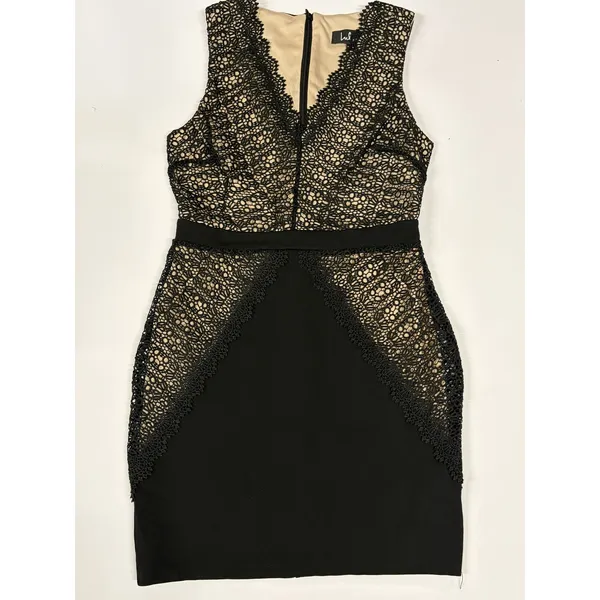 Lulus Black Crochet Lace V-Neck Bodycon Mini Cocktail Dress Small - Image 7