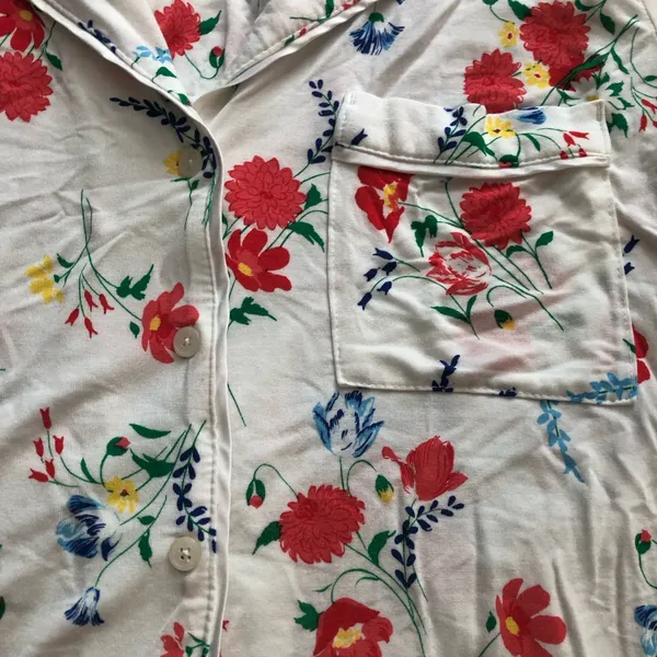 Kate Spade Floral Pajama Pant Set White Red, Blue & Green Accents Women’s Size S - Image 6