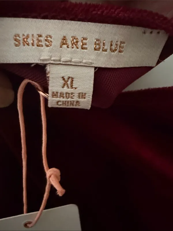 Skies Are Blue Burgundy Lace-Trim Satin V-Neck Bandeau Cami - Image 3