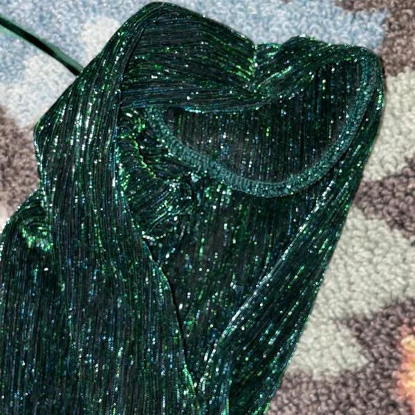 Metallic Tiered Dress size medium Green - Image 7