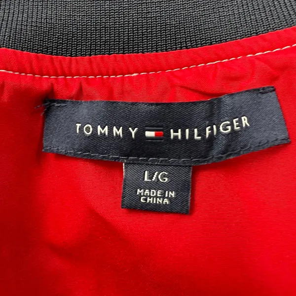 Tommy Hilfiger Patchwork Plaid Varsity Jacket Red White Blue‎ Cotton Blend Large - Image 3