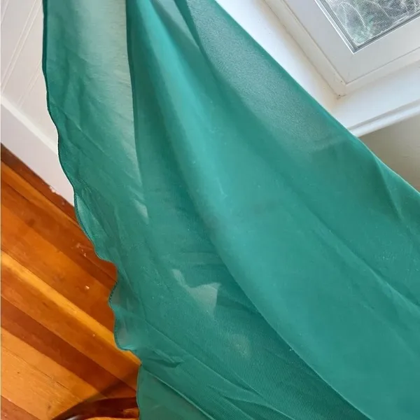 Modern Maids Emerald Green Strapless Ruched Chiffon Dress Small Brooch 4 - Image 11