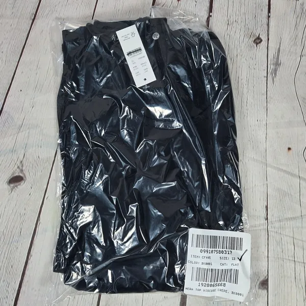 J. Crew Shirred-waist‎ top in viscose crepe Black 10 NWT - Image 8