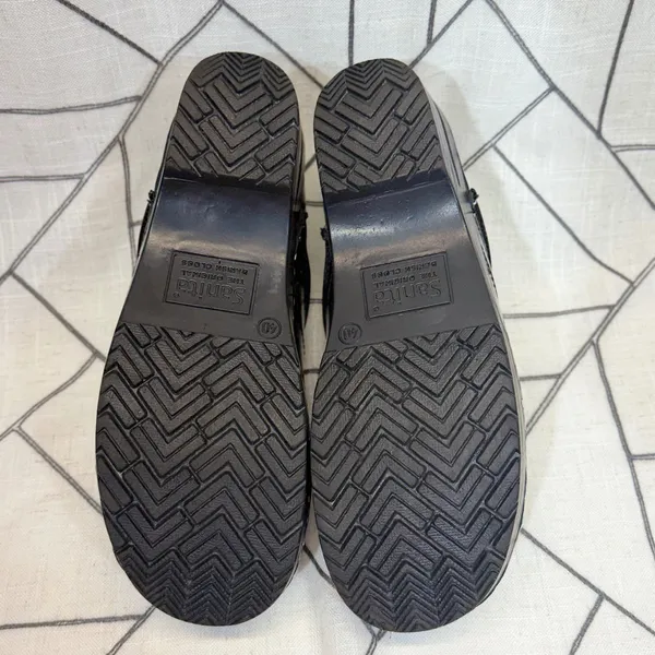 Sanita Professional Clogs‎ Size 40 Black Leather Slip On Comfort Shoes - Image 8