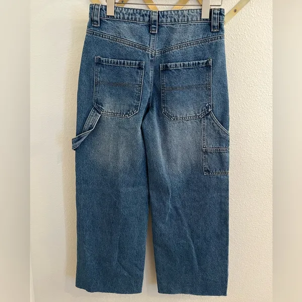 Edikted Carpenter Jeans Baggy Wide Leg Raw Hem Small - Image 3