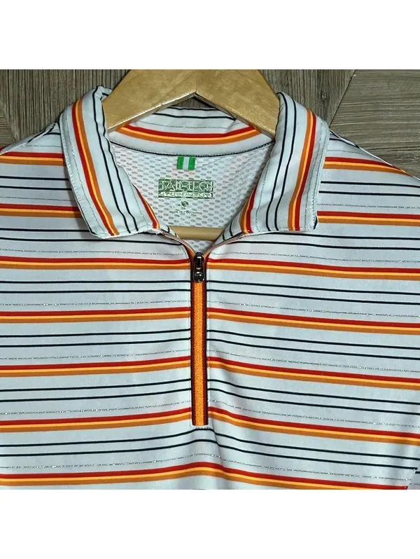 Tail Tech Striped Quarter Zip Golf Shirt Orange, Black & White Size S Athleisure - Image 2