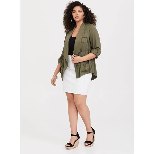 Torrid Army Green Light Weight Drape Front Anorak Top 00 Medium/10 - Image 7