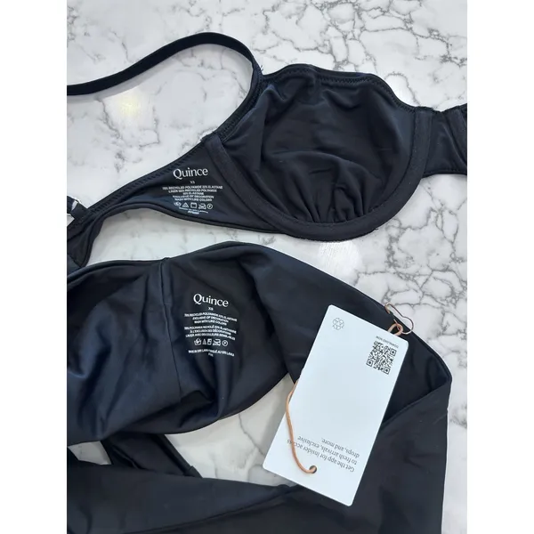 NEW Quince Black Italian Demi Bikini To o& V Cut High Leg Bottom Set Size XS - Image 3