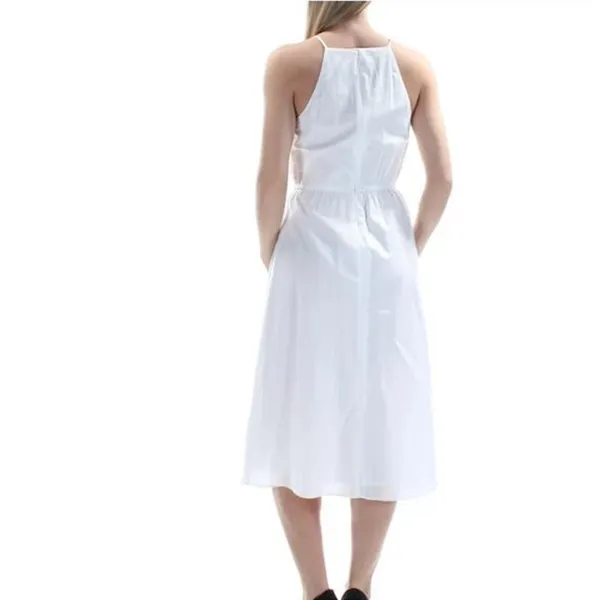 Maison Jules White with Navy Embroidery Sleeveless Midi Dress NEW size Small - Image 8