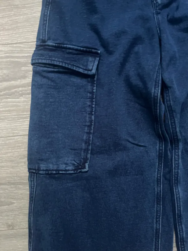 Good American Dark Wash Wide Leg 90s Good Skate Cargo Sweatpants Jeans Size 8 29 - Image 3