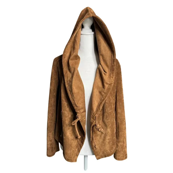 BLANKNYC Supernova Faux Suede Hooded Jacket Brown Size XS - Image 2