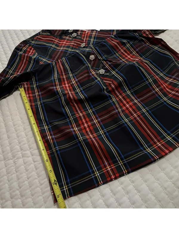 J.Crew Rhinestone Buttons Stewart Tartan Blouse Top Sz S Small NWT Cotton Shirt - Image 4