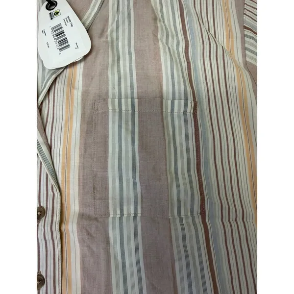 Prana Iguala Top‎ Clay Stripe Tencel Modal Button Down Shirt Womens Medium NEW - Image 4