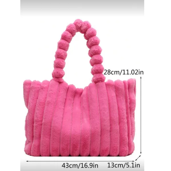 Plush pink ribbed tote bag - Image 2