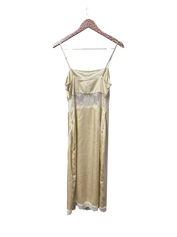 Song of Style Mala Satin Slip Lace Inset Midi Dress Pearl Beige Small Revolve - Image 4