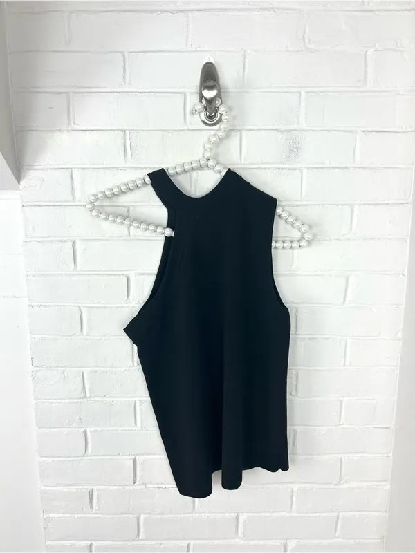Zara Black Knit One Shoulder Tank Top Size M - Image 2