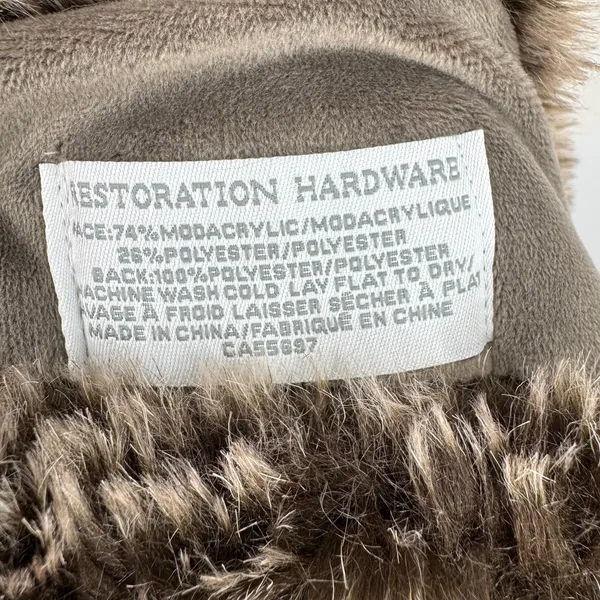 Restoration Hardware scarf faux fur pull through stole neck wrap chocolate brown - Image 6