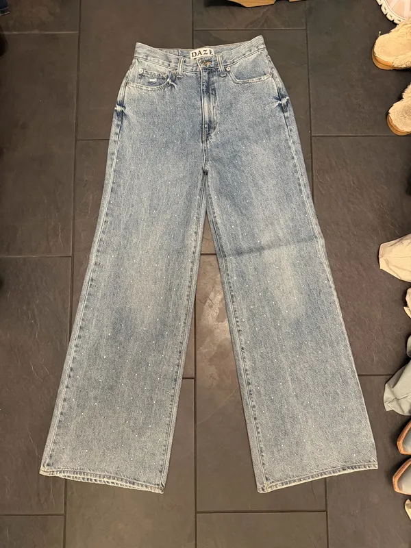 Daze Studded Wide Leg Jeans Blue Size 0 - Image 6