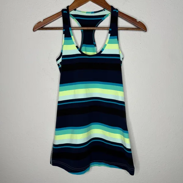Lululemon cool racerback Navy, yellow‎ white size 4 - Image 4