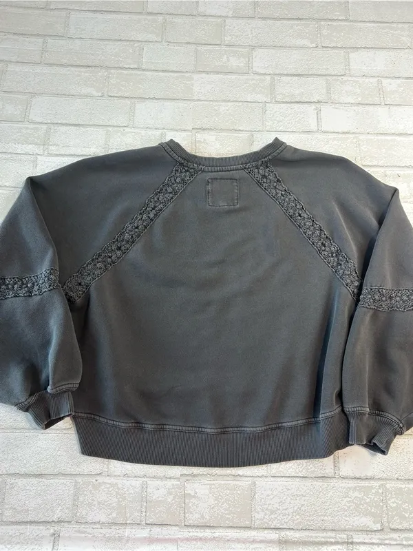 aerie Charcoal Lace-Trim Crewneck Sweatshirt - Image 2
