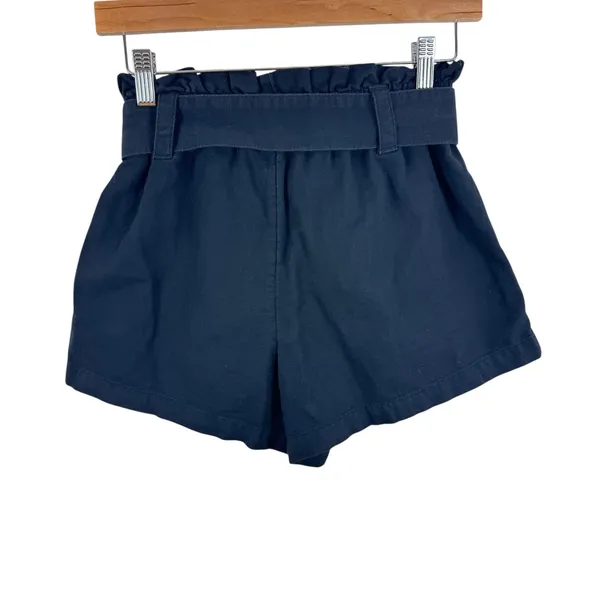 LC Lauren Conrad Black Cotton Blend High Rise‎ Belted Paperbag Shorts Size XS - Image 2
