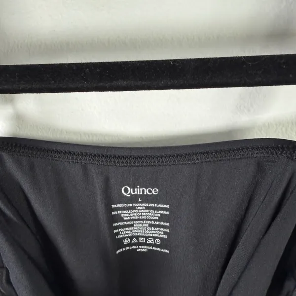 Quince Italian Cami One Piece Swimsuit Black Minimalist Capsule NEW Womens Large - Image 5