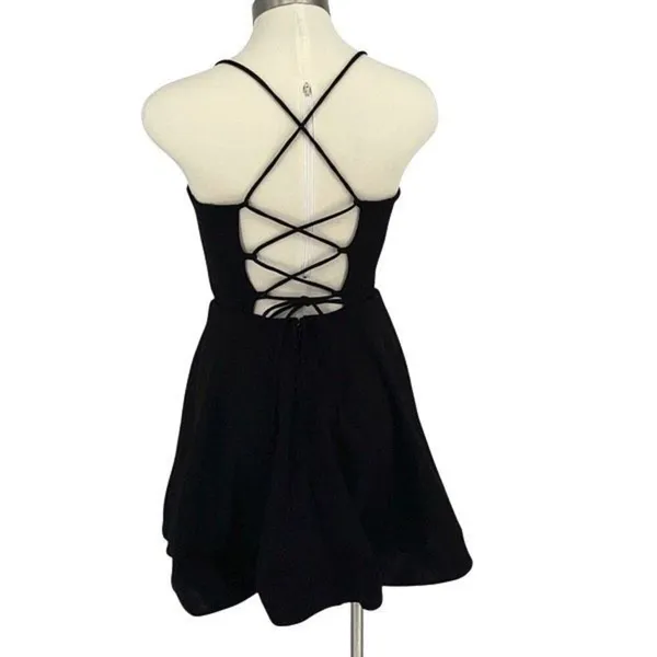 Windsor Womens Crisscross Back Lined Mini Fit & Flare Dress Black Size‎ Small - Image 3