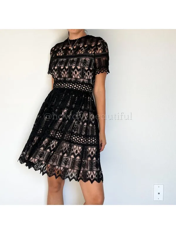Alexis Black Crochet Guipure Lula Dress Size XS - Image 2
