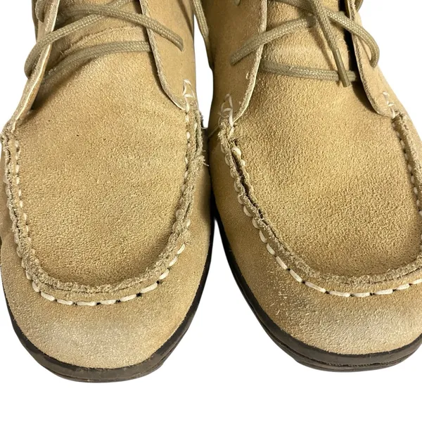 Lands End Womens‎ 9.5 B Camel Brown Suede Lace Up Moc Toe Chukka Ankle Boots - Image 7
