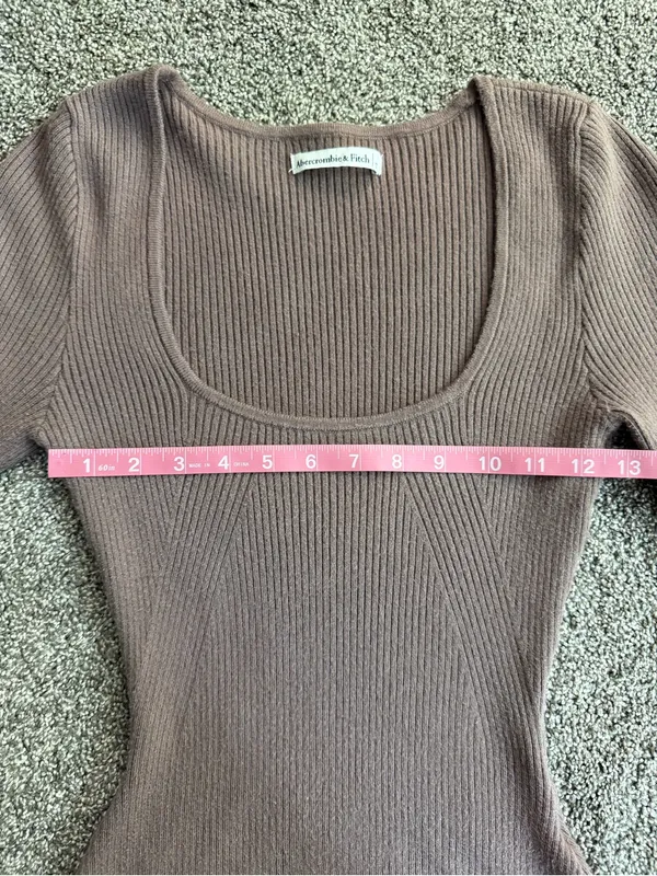 Abercrombie & Fitch Brown Ribbed Long Sleeve Scoop Neck Bodysuit Small - Image 4