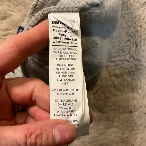 Patagonia Stocking Hat Beanie Gray With Patch Logo Unisex Wool Blend - Image 3