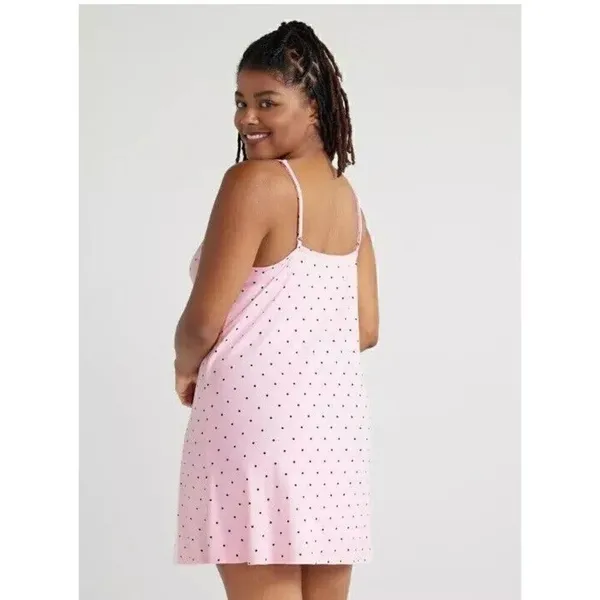Joyspun Womens Lace Trim Knit Chemise Pink Sz 2X - Image 2