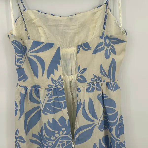 Indikah Blue White Floral Milkmaid Midi Maxi Dress Small Summer Boho Cottagecore - Image 5