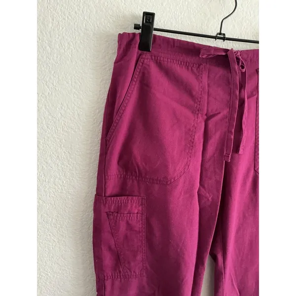 Scrubstar‎ Cargo Scrub Pants XS Wine Burgundy Drawstring Elastic Waist Medical - Image 2