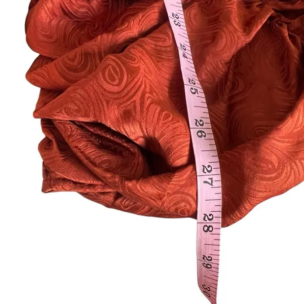 Ronny Kobo Orielle Rust Orange Silk Blend Jacquard Ruched Halter Mini Dress L - Image 9