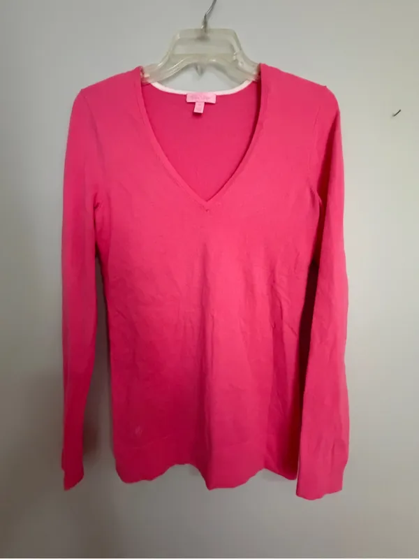 Lilly Pulitzer V-Neck Sweater in Hot Pink- Medium - Image 2