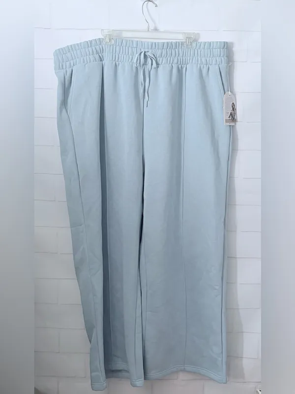 Blogilates Women's Travel Trouser High-Rise Wide Leg Sweatpants Lt Blue 3X NWT - Image 3