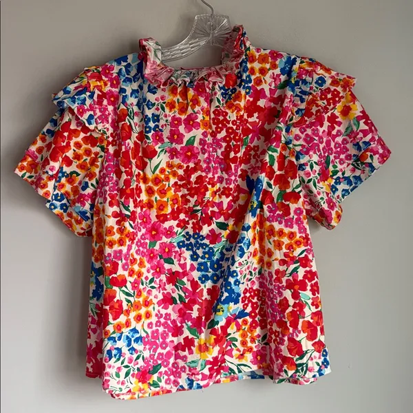 New Buddylove | Shauna Ruffle Shoulder Top In Berry Blue Small - Image 3