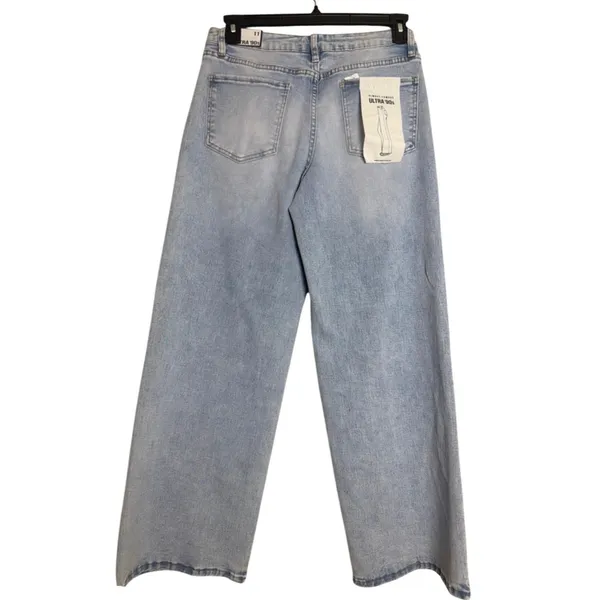 NWT Almost Famous 90s Jeans Juniors 11 Light Wash Sparkle Wide Leg Flare Baggy - Image 2