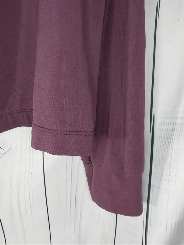 Athleta Long Sleeve Crewneck Relaxed Cropped Boxy Loungewear Top Plumberry - Image 6
